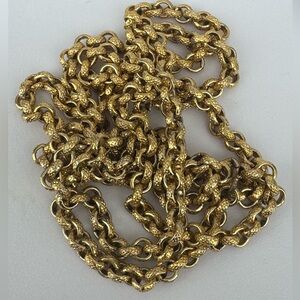 Vintage textured gold-tone necklace chain chunky 35”
